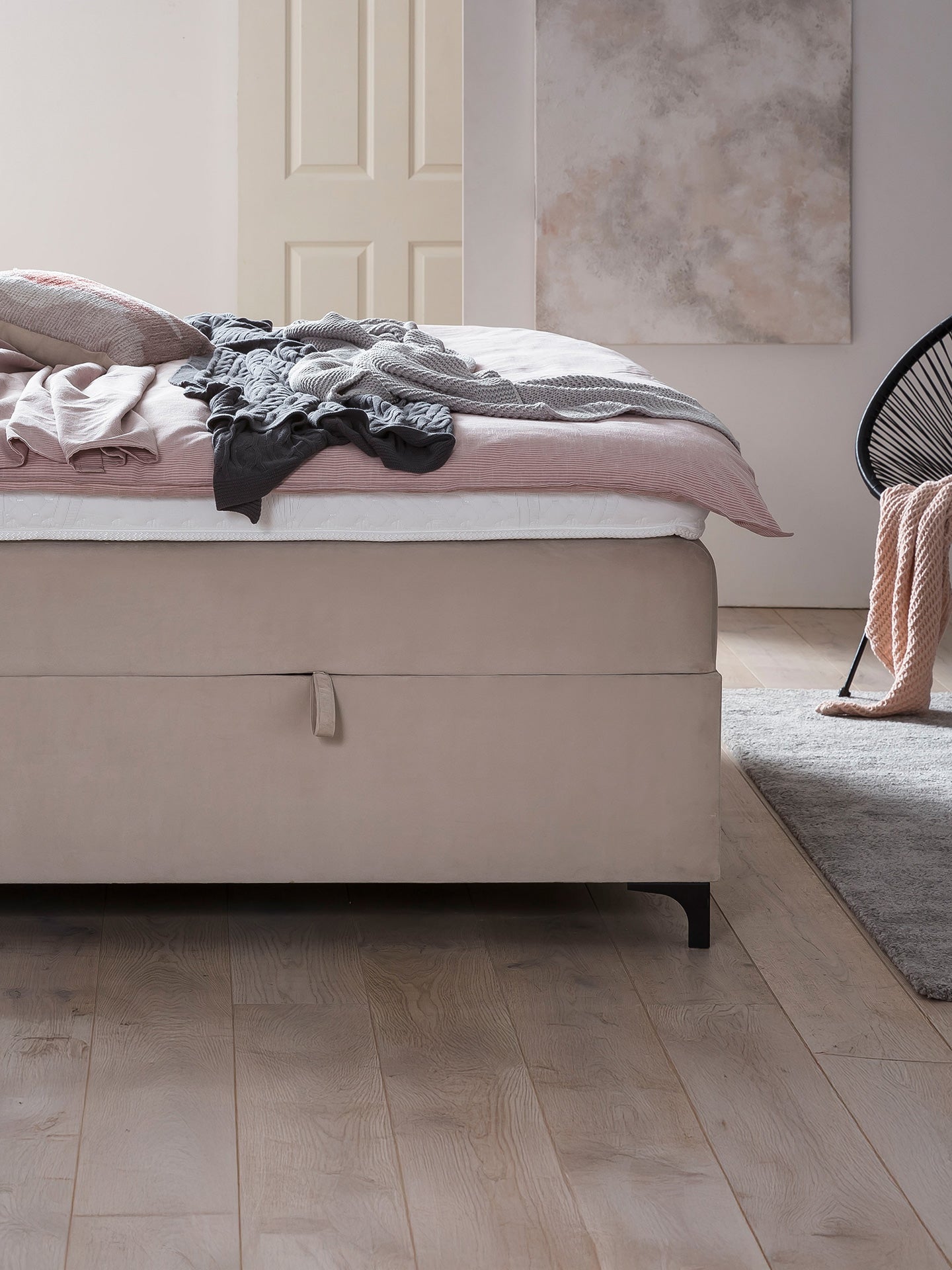 Velours Boxspringbett mit Stauraum Creme PARIS