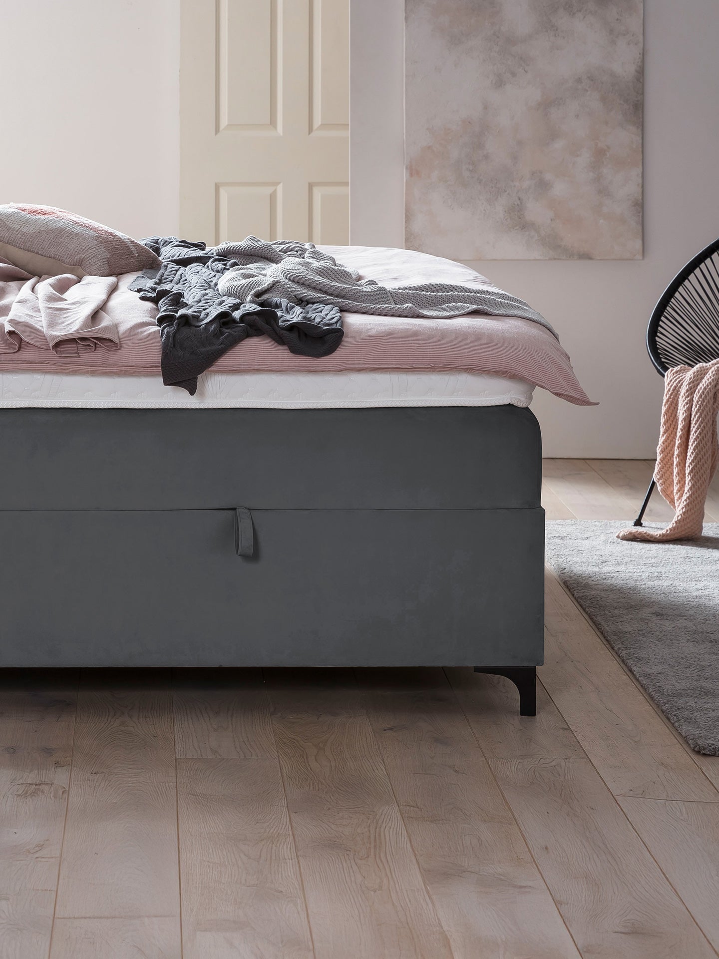 Velours Boxspringbett mit Stauraum Dunkelgrau PARIS