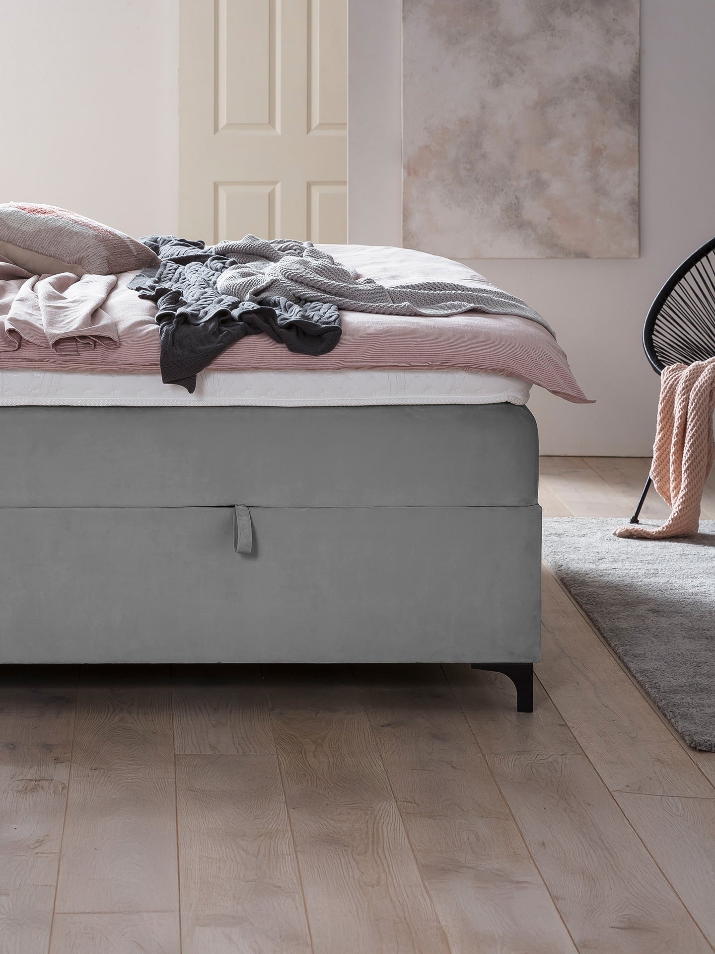 Velours Boxspringbett mit Stauraum Grau PARIS
