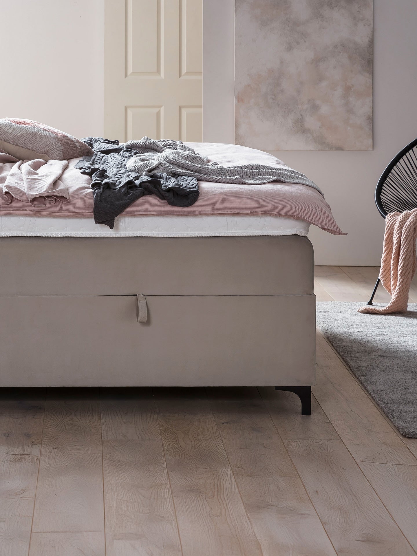 Velours Boxspringbett mit Stauraum Taupe PARIS