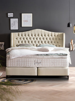 Velours Boxspringbett Creme MAISON