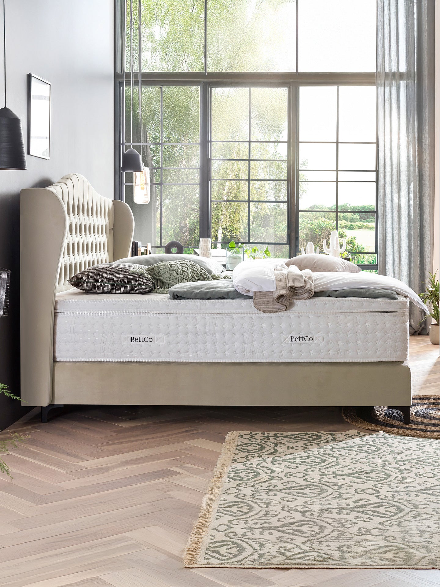 Velours Boxspringbett Creme MAISON