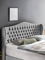 Velours Boxspringbett Grau MAISON