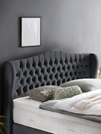 Velours Boxspringbett Schwarz MAISON