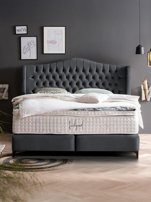 Velours Boxspringbett Dunkelgrau MAISON