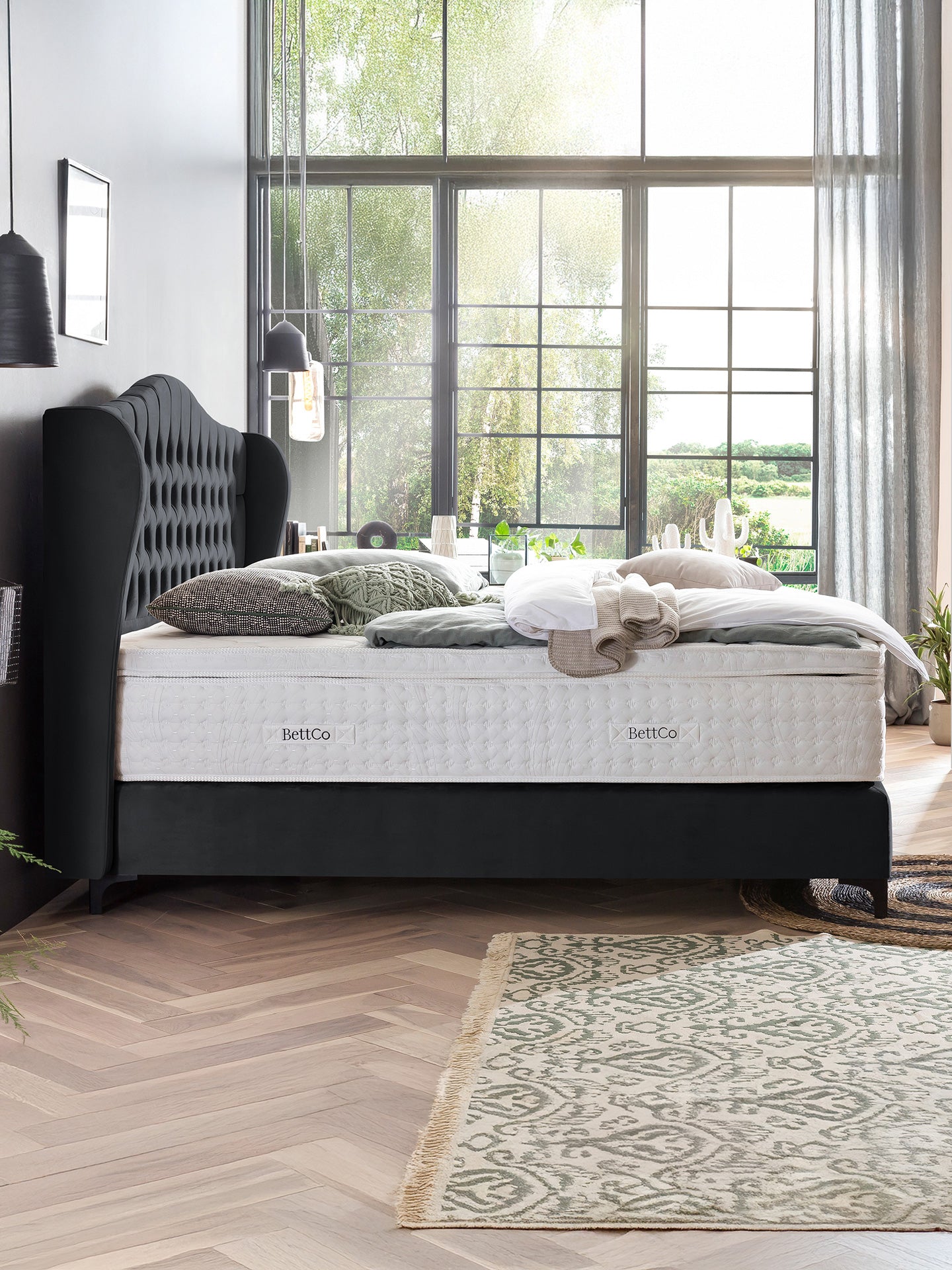 Velours Boxspringbett Schwarz MAISON