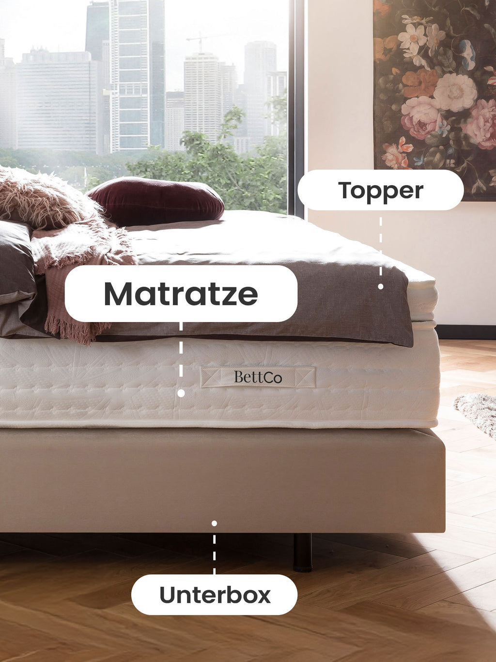 Samt Boxspringbett Beige LONDON