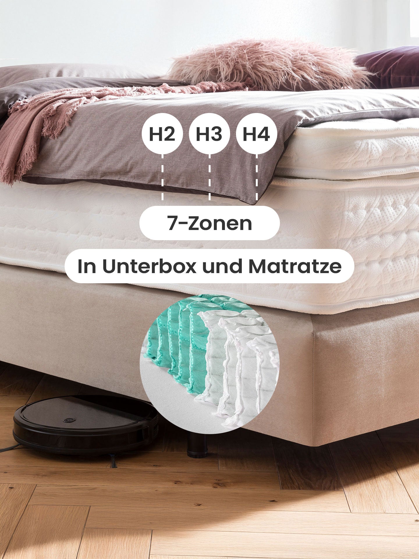 Samt Boxspringbett Grau MAISON