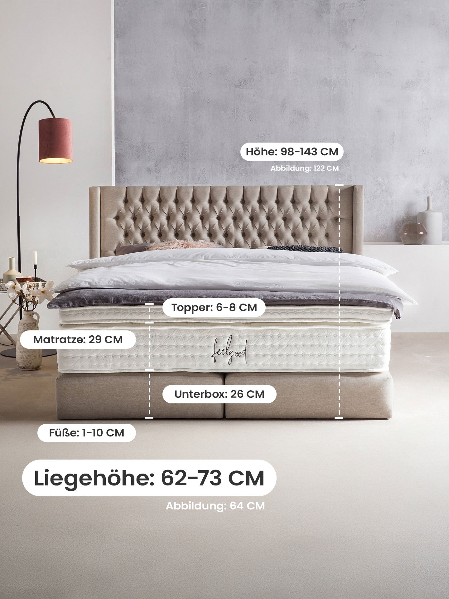 Webstoff Boxspringbett Beige FLORIDA