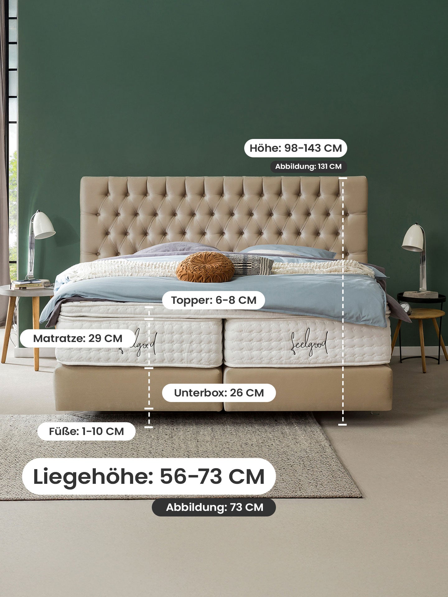 Samt Boxspringbett Dunkelgrau VEGAS