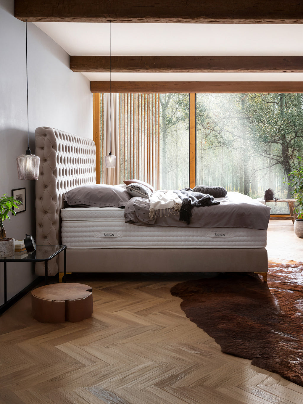 Velours Boxspringbett Creme VALENCIA