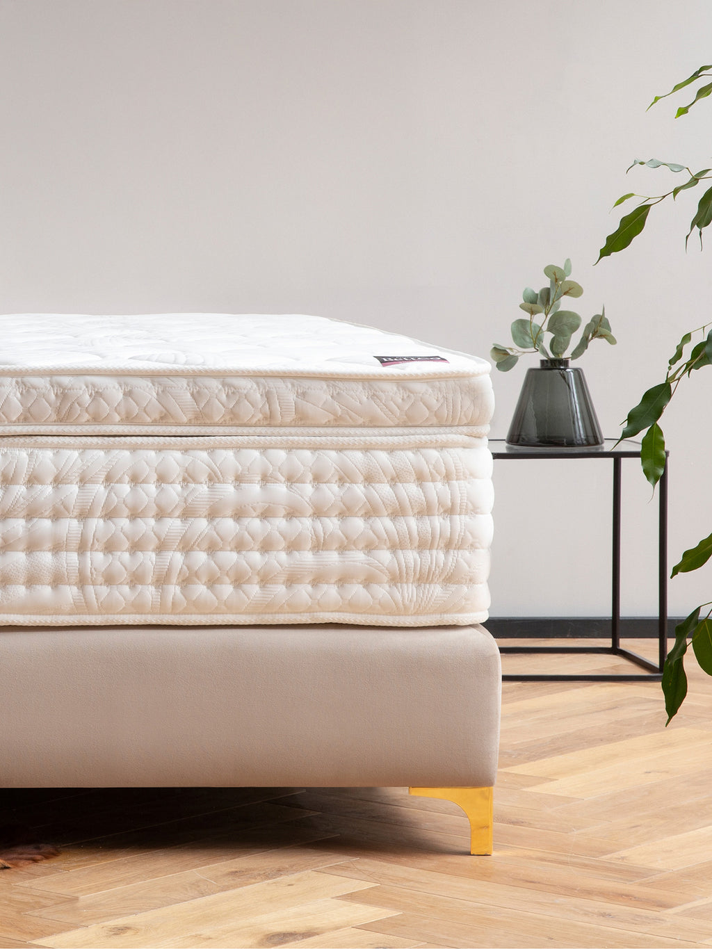 Velours Boxspringbett Creme VALENCIA