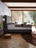 Velours Boxspringbett Dunkelgrau VALENCIA