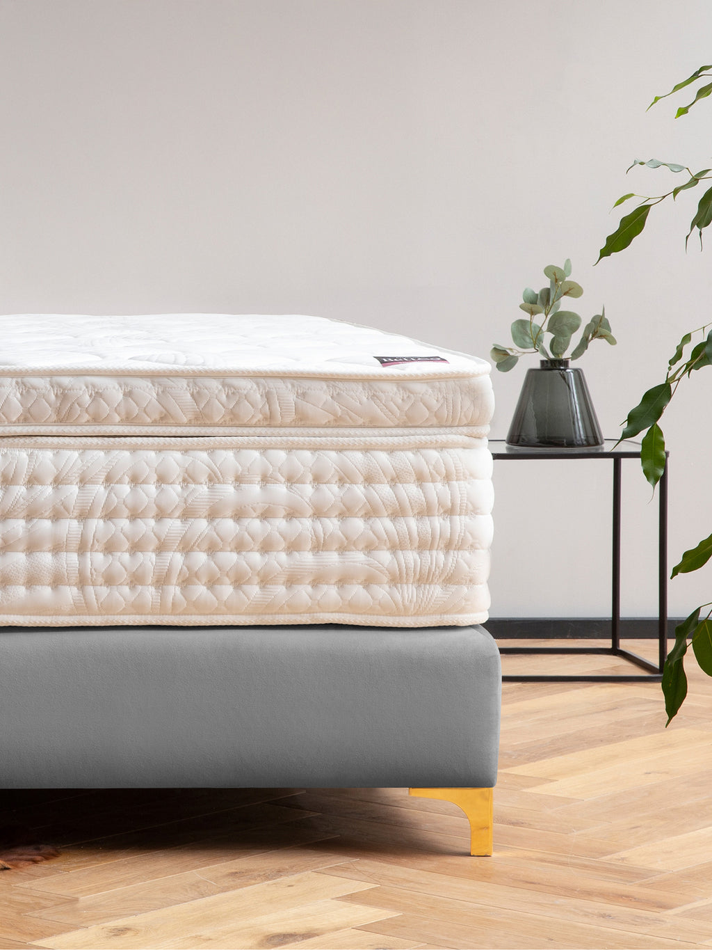 Velours Boxspringbett Grau VALENCIA