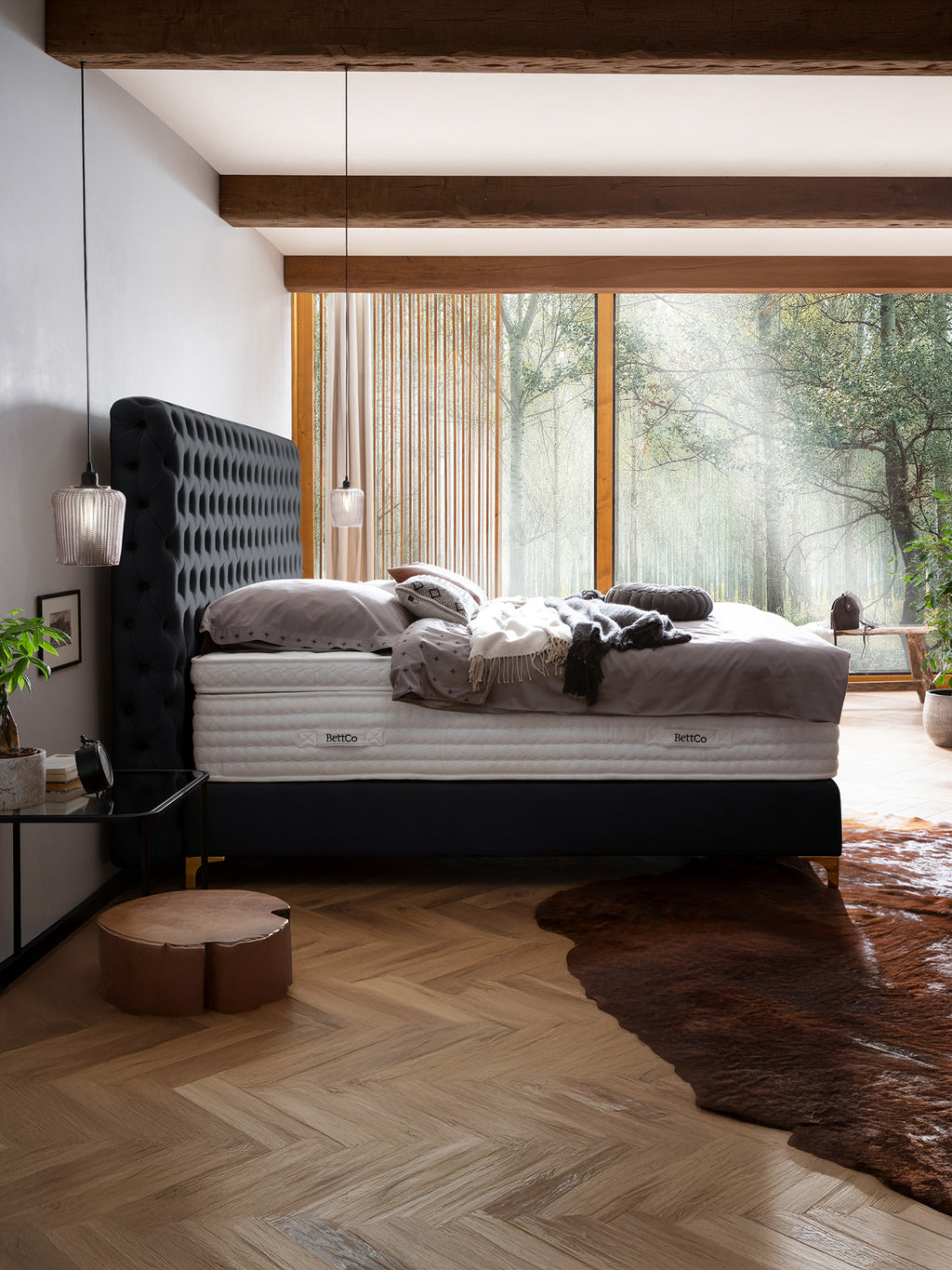 Velours Boxspringbett Schwarz VALENCIA