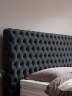 Velours Boxspringbett Schwarz VALENCIA