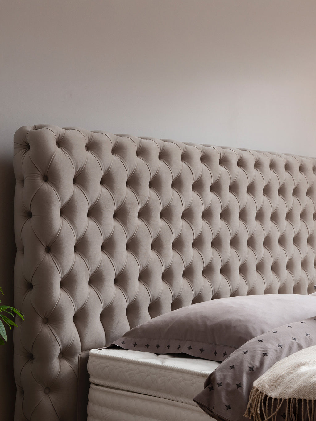 Velours Boxspringbett Taupe VALENCIA