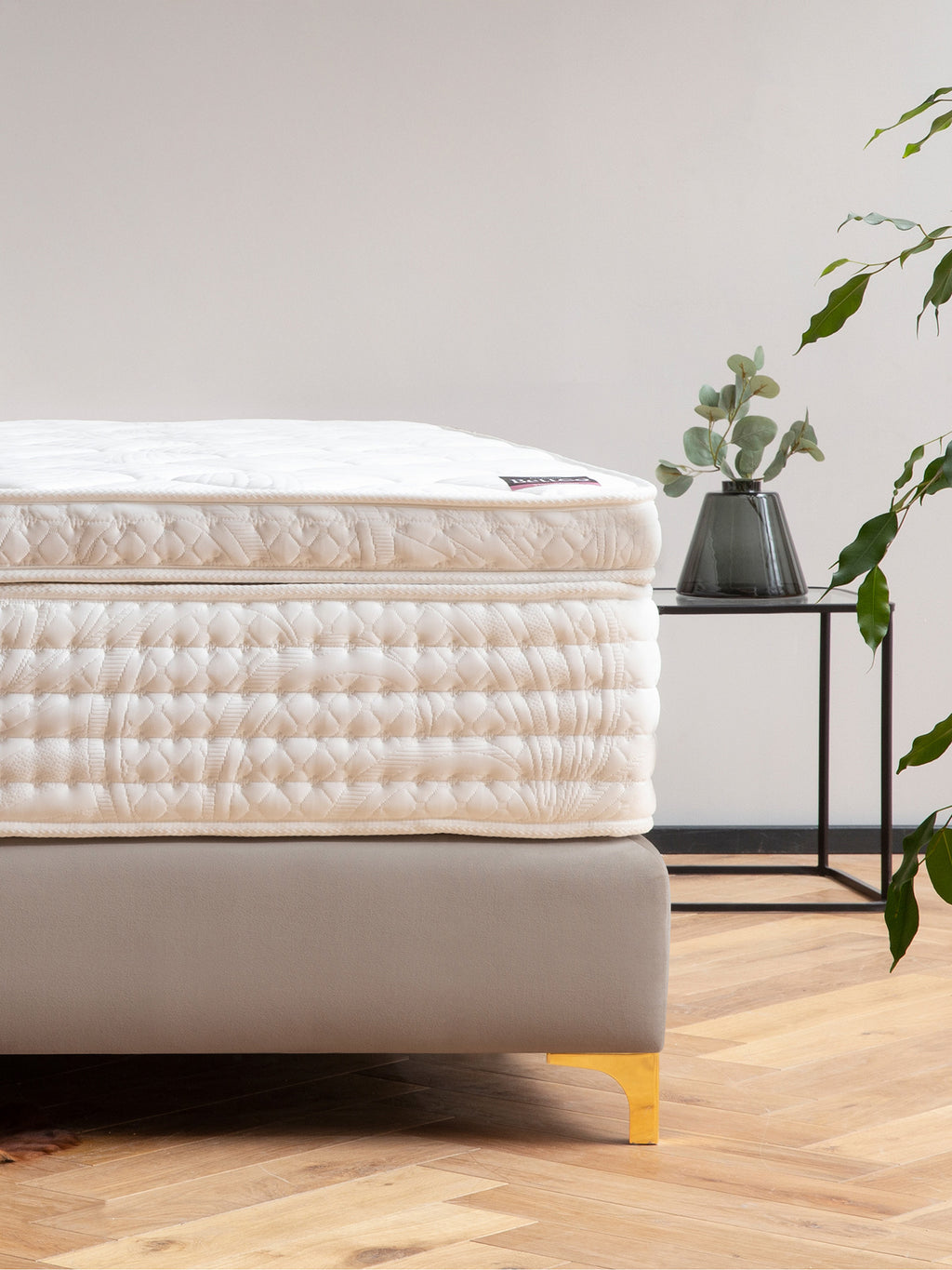 Velours Boxspringbett Taupe VALENCIA