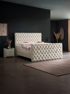 Velours Luxus Boxspringbett Creme CROWNE