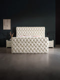 Velours Luxus Boxspringbett Creme CROWNE