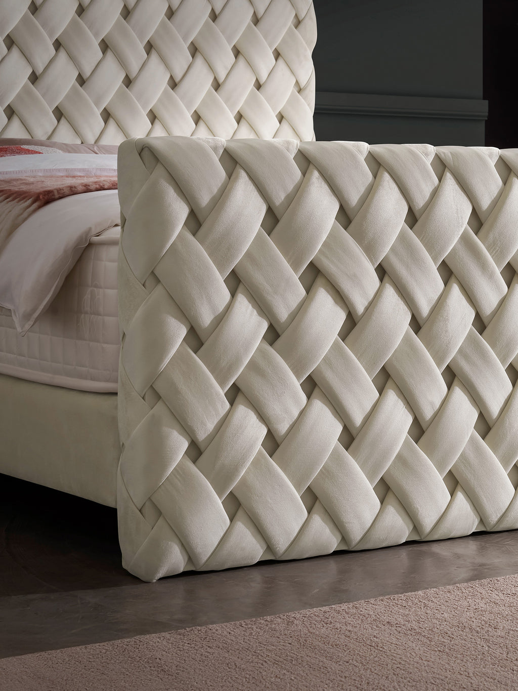 Velours Luxus Boxspringbett Creme CROWNE