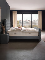 Velours Luxus Boxspringbett Dunkelgrau CROWNE