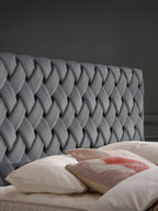 Velours Luxus Boxspringbett Dunkelgrau CROWNE