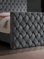 Velours Luxus Boxspringbett Dunkelgrau CROWNE