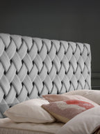 Velours Luxus Boxspringbett Grau CROWNE
