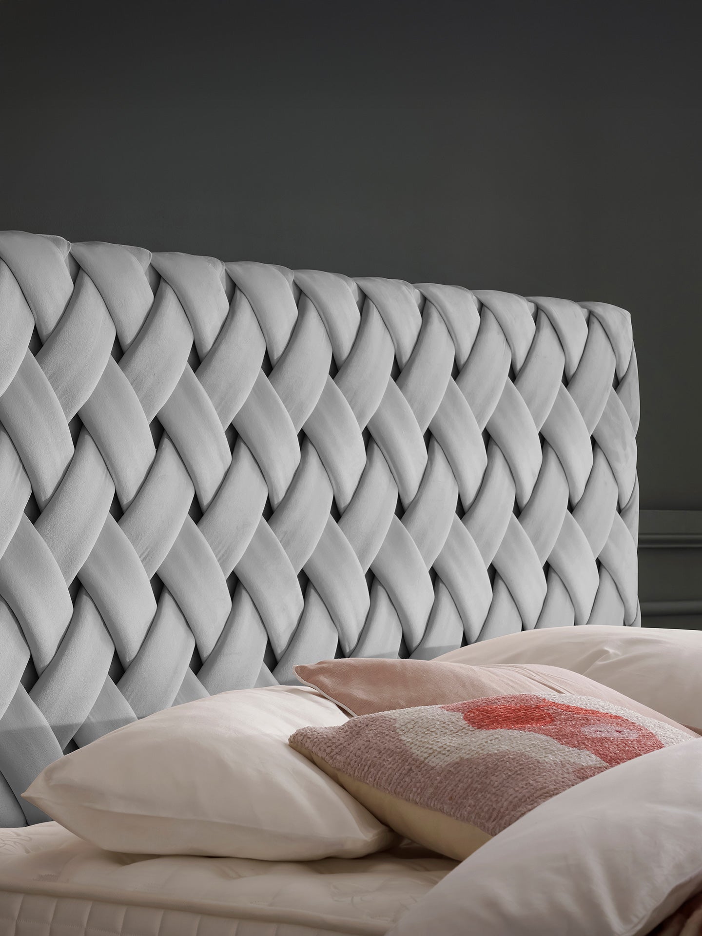 Velours Luxus Boxspringbett Grau CROWNE