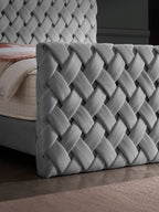 Velours Luxus Boxspringbett Grau CROWNE