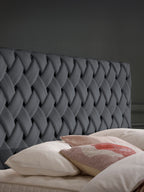 Velours Luxus Boxspringbett Schwarz CROWNE