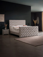 Velours Luxus Boxspringbett Taupe CROWNE