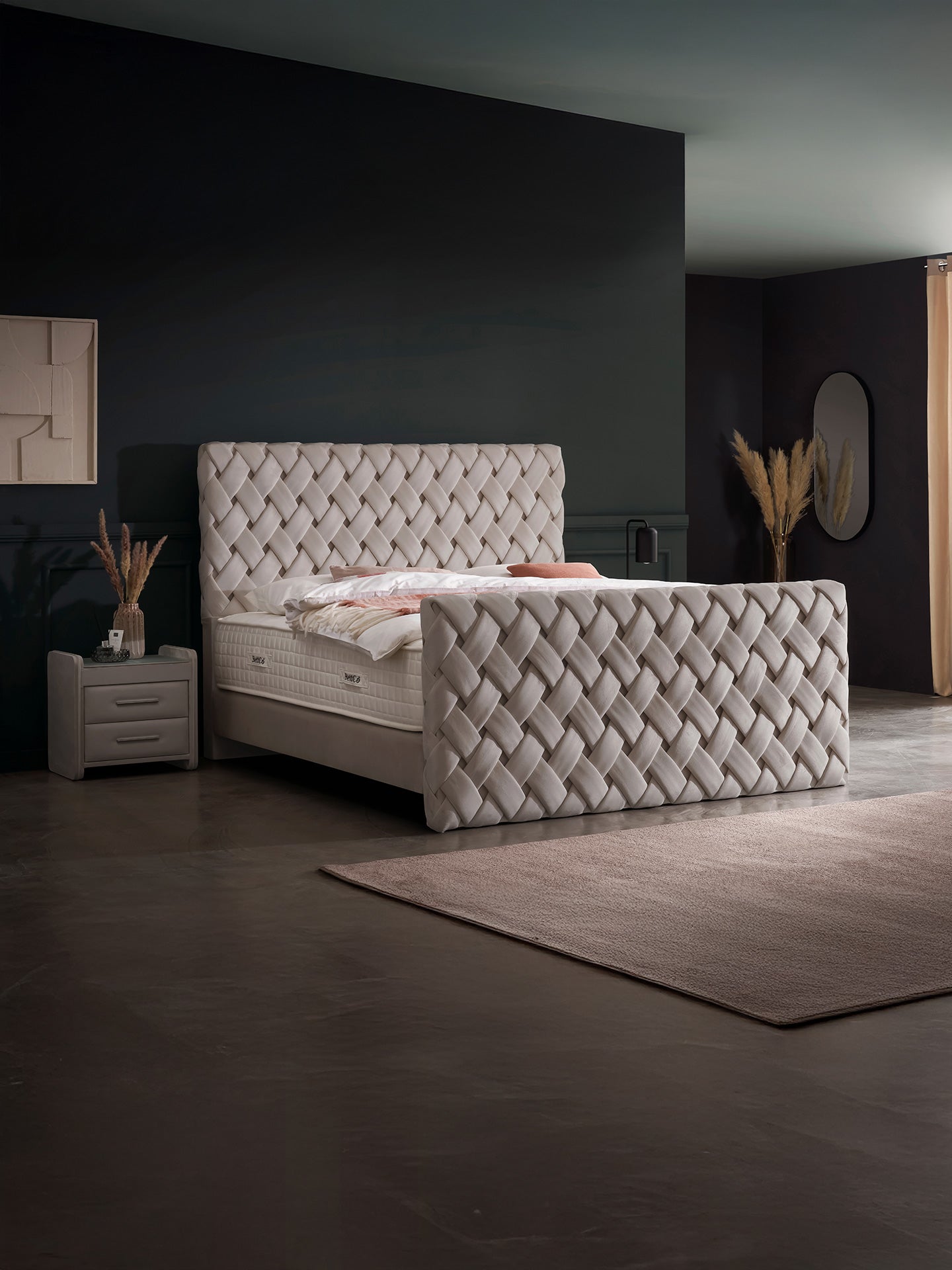 Velours Luxus Boxspringbett Taupe CROWNE
