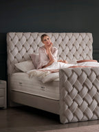 Velours Luxus Boxspringbett Taupe CROWNE