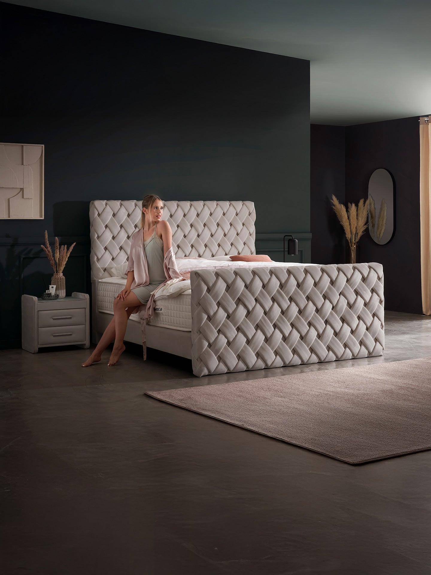 Velours Luxus Boxspringbett Taupe CROWNE