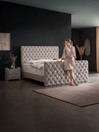 Velours Luxus Boxspringbett Taupe CROWNE