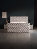 Velours Luxus Boxspringbett Taupe CROWNE