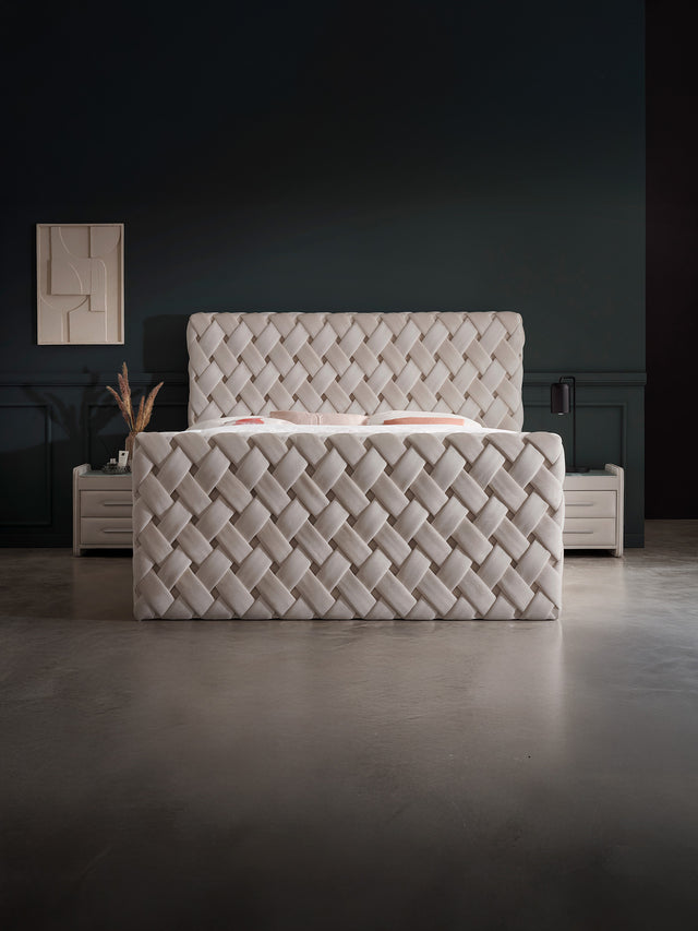 Velours Luxus Boxspringbett Taupe CROWNE