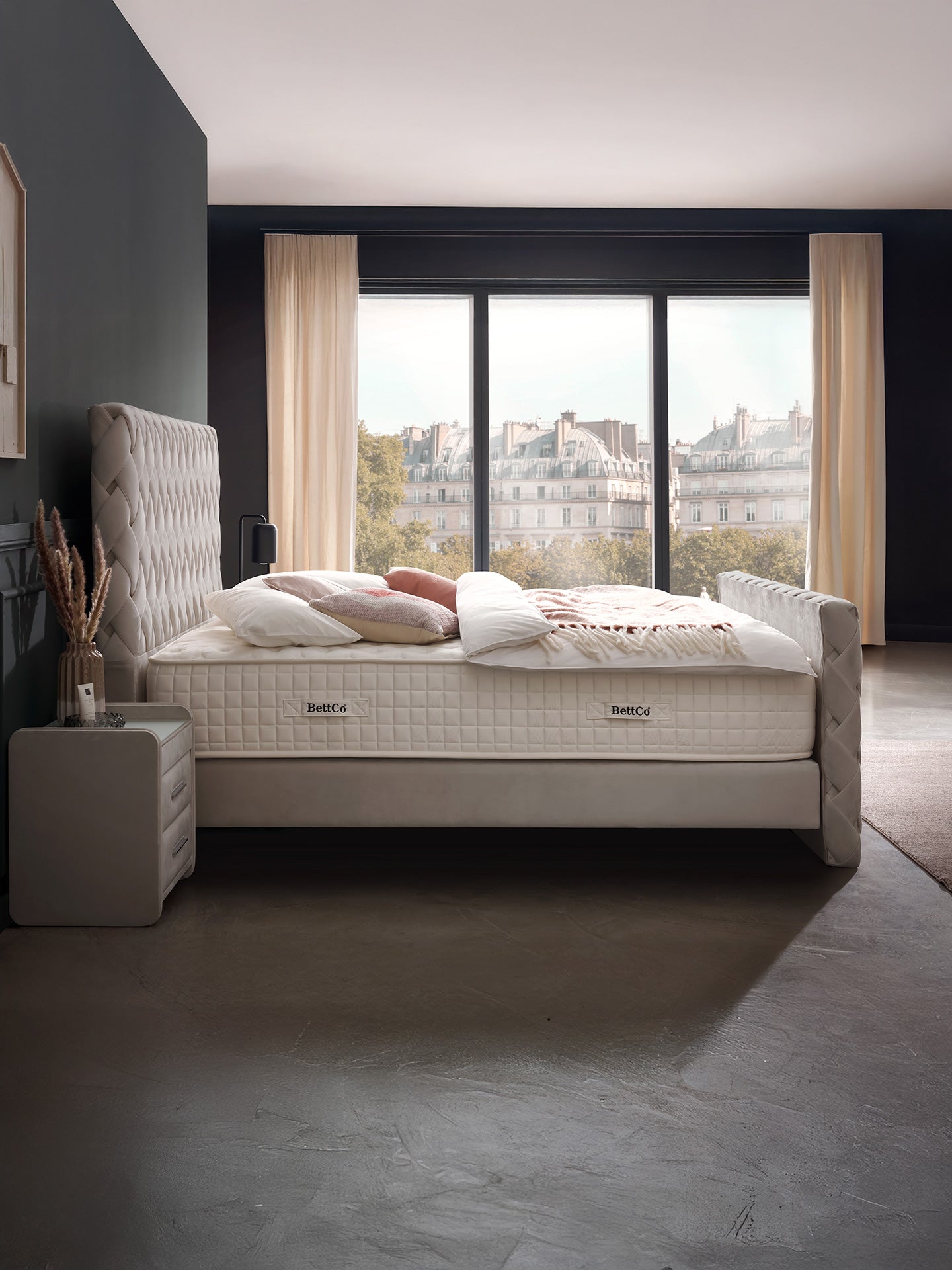 Velours Luxus Boxspringbett Taupe CROWNE