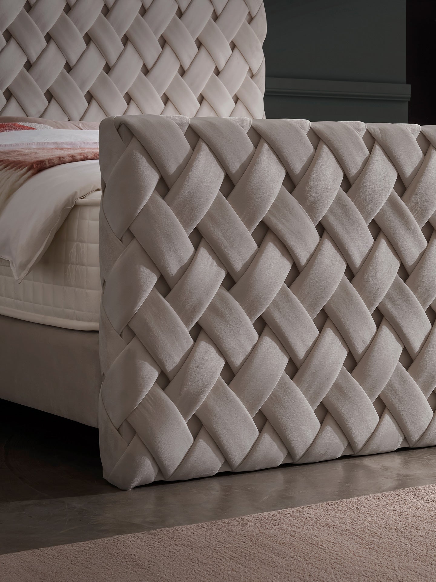Velours Luxus Boxspringbett Taupe CROWNE