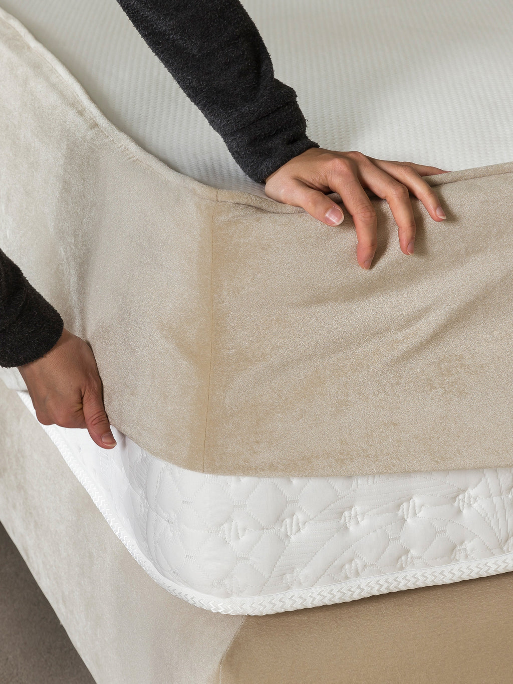 Samt Matratzenschoner Beige FEELGOOD