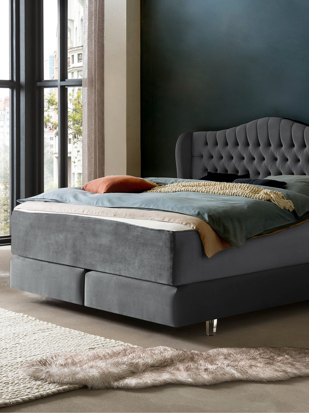 Samt Matratzenschoner Dunkelgrau FEELGOOD