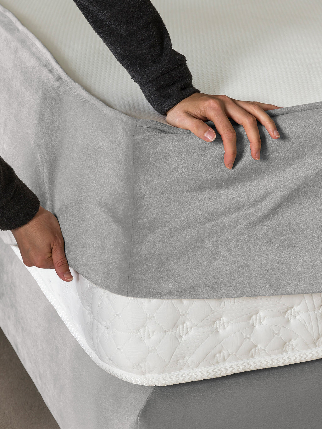 Samt Matratzenschoner Grau FEELGOOD