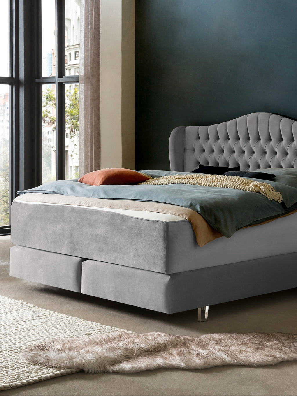 Samt Matratzenschoner Grau FEELGOOD