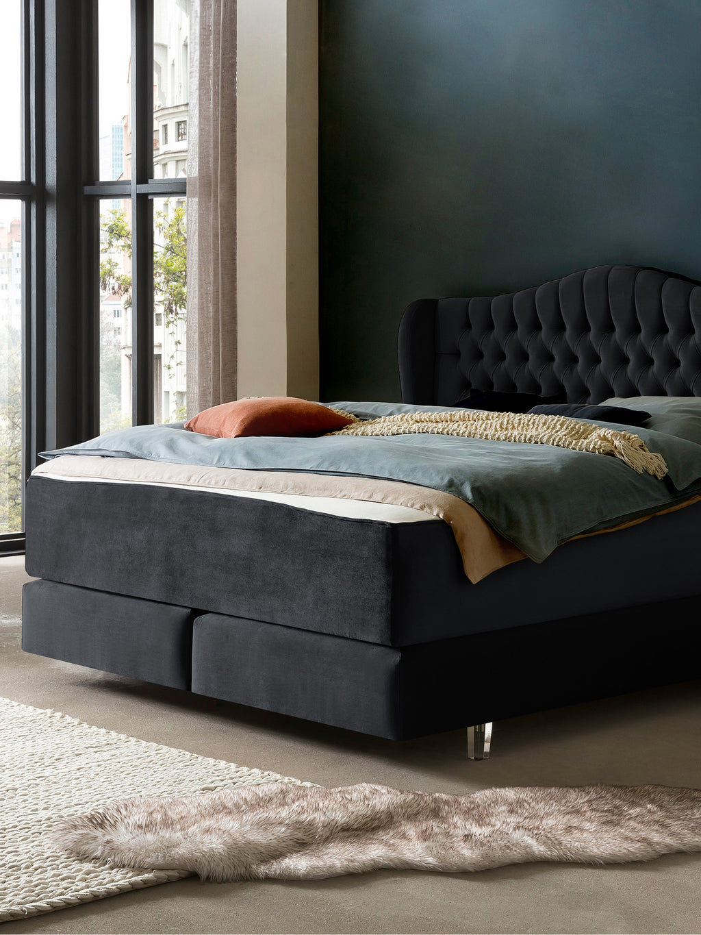 Samt Matratzenschoner Schwarz FEELGOOD