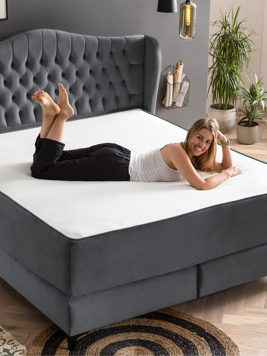 Velours Matratzenschoner Dunkelgrau FEELGOOD