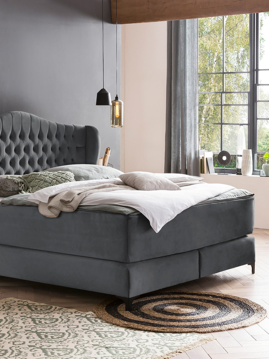 Velours Matratzenschoner Dunkelgrau FEELGOOD