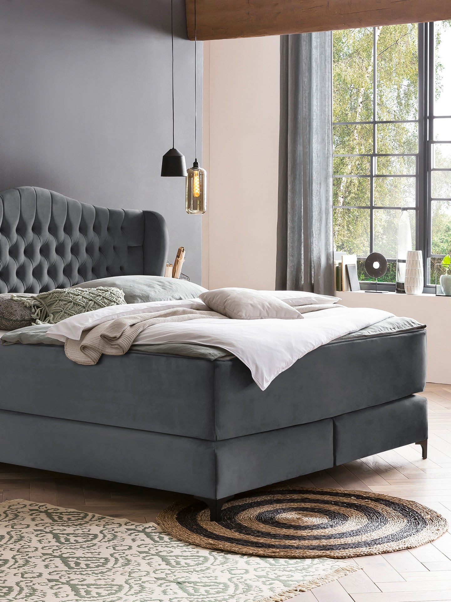 Velours Matratzenschoner Dunkelgrau FEELGOOD