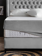 Velours Matratzenschoner Grau FEELGOOD